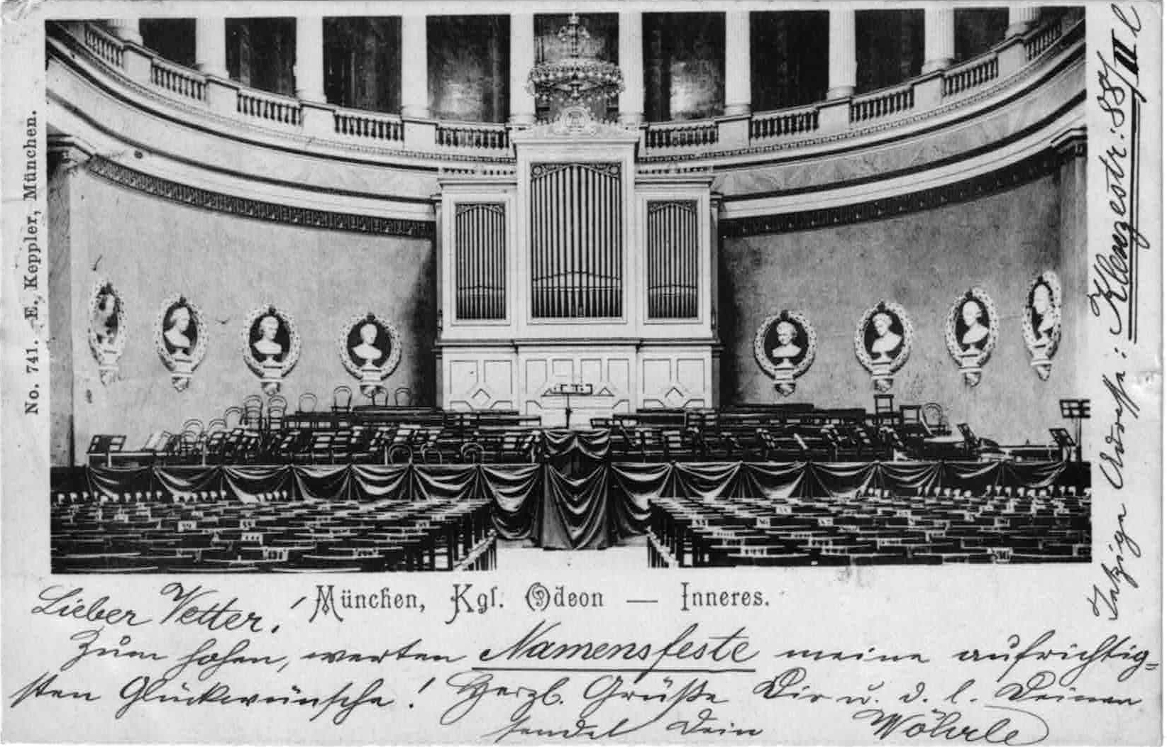 Kgl. Odeon – Inneres | Ansichtskarte (Poststempel 1904) | Nr. 471 im Verlag E. Keppler, München | Sammlung Betz, © Munich Dance Histories